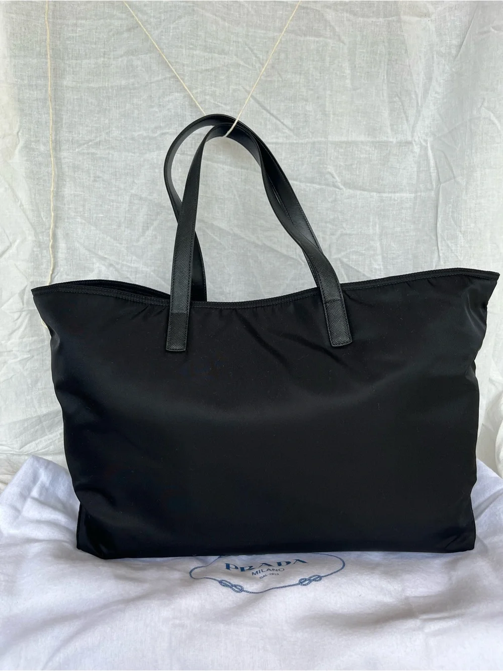 Prada Black 1978 Re-Edition Nylon Shopping Tote Bag - Prada